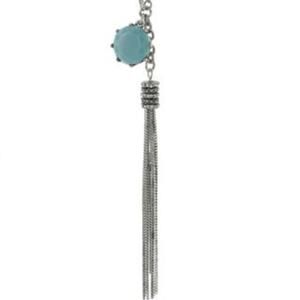 MIA Mickie Stone Chain Tassel Necklace Blue Silver